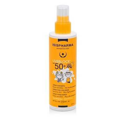Spray cu protectie solara pentru copii UVEBLOCK SPF 50+ KIDS, 200 ml, Isis Pharma