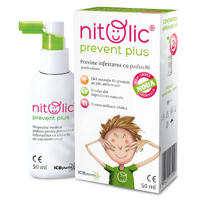 Spray impotriva paduchilor Nitolic Prevent Plus, 50 ml, Icb Pharma