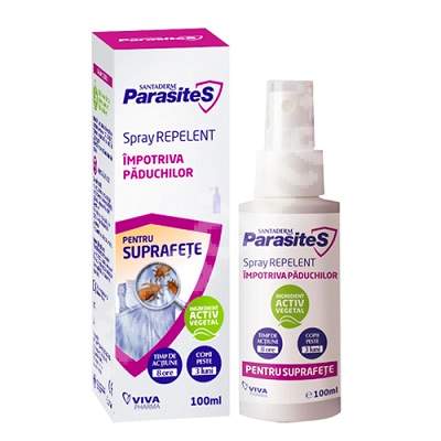 Spray repelent pentru piele si haine impotriva paduchilor Parasites Santaderm, 100 ml, Viva Pharma