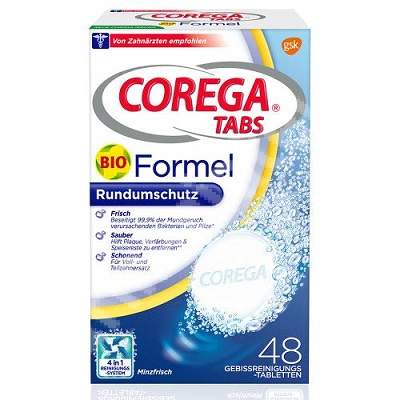 Tablete pentru curatarea si dezinfectarea protezelor dentare Bio Formula Corega, 48 tablete, Gsk