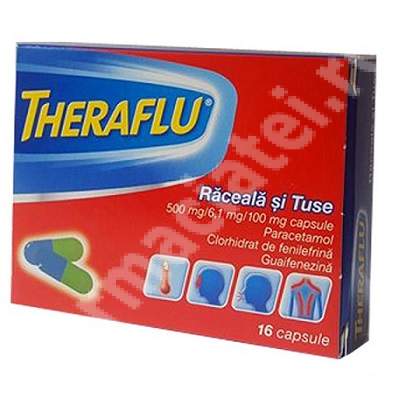 Theraflu Raceala Si Tuse 500 Mg 6 1 Mg 100 Mg 16 Capsule