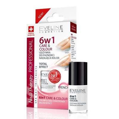 Tratament profesional Care & Colour Nail Therapy 6IN1 - French, 5 ml, Eveline Cosmetics