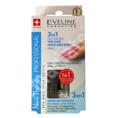 Tratament solutie cuprinzatoare Nail Therapy 3IN1, 12 ml, Eveline Cosmetics