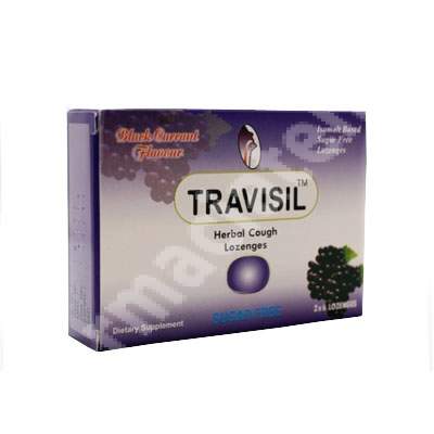 Dropsuri antitusive din plante medicinale cu aroma de coacaza neagra Travisil, 12 bucati, Plethico Pharm