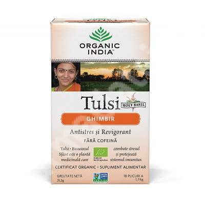 Ceai Bio de Ghimbir Tulsi, 18 plicuri, Organic India