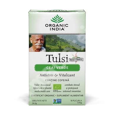 Tulsi - Ceai Verde, 18 plicuri, Organic India