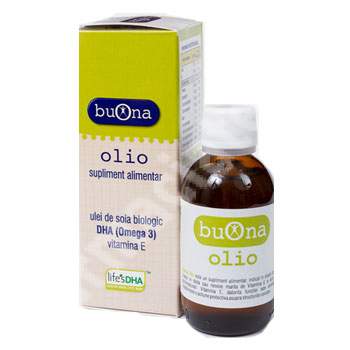 Ulei de soia biologic DHA Omega 3 si Vitamina E Olio, 50 ml, Buona