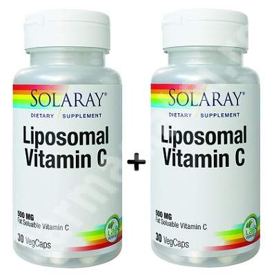 Pachet Vitamin C Liposomal Solaray, 500 mg, 30 capsule + 30 capsule, Secom