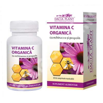 Vitamina C organica cu Echinacea si Propolis, 60 comprimate, Dacia Plant