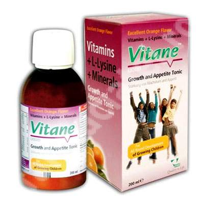 Vitamine + L-Lysine + Minerale sirop, 200 ml, Vitane Pharma