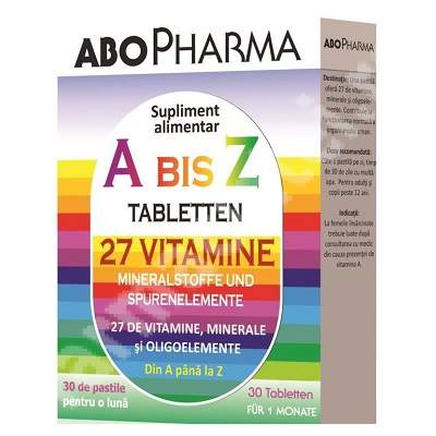 Vitamine si minerale A bis Z, 30 pastile, ABOPharma