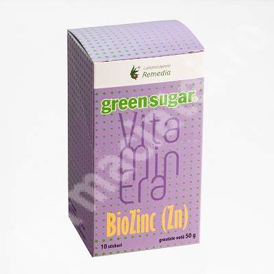 Vitaminera cu Green Sugar si BioZinc (10 stickuri), Remedia