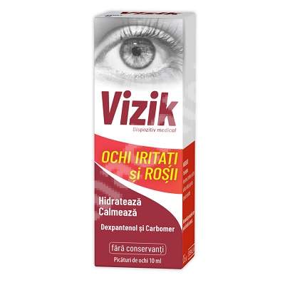 Picaturi pentru ochi iritati si rosii Vizik, 10 ml, Zdrovit
