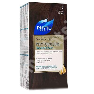 Vopsea pentru par Phytocolor Sensitive, nuanta 5 castaniu deschis, Phyto