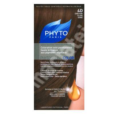 Vopsea Phytocolor, Nuanta 4D castaniu-auriu deschis, 40 ml, Phyto