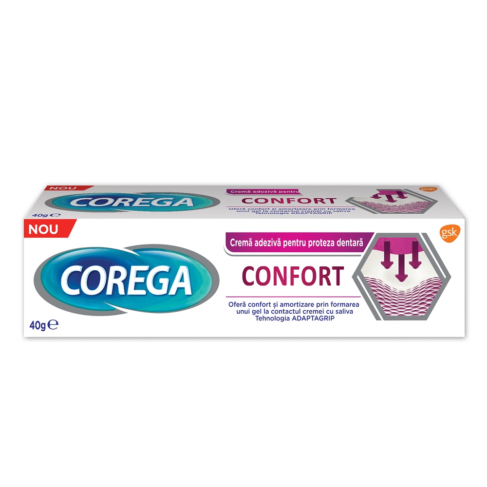 Crema adeziva pentru proteza dentara Corega Confort, 40g, Gsk
