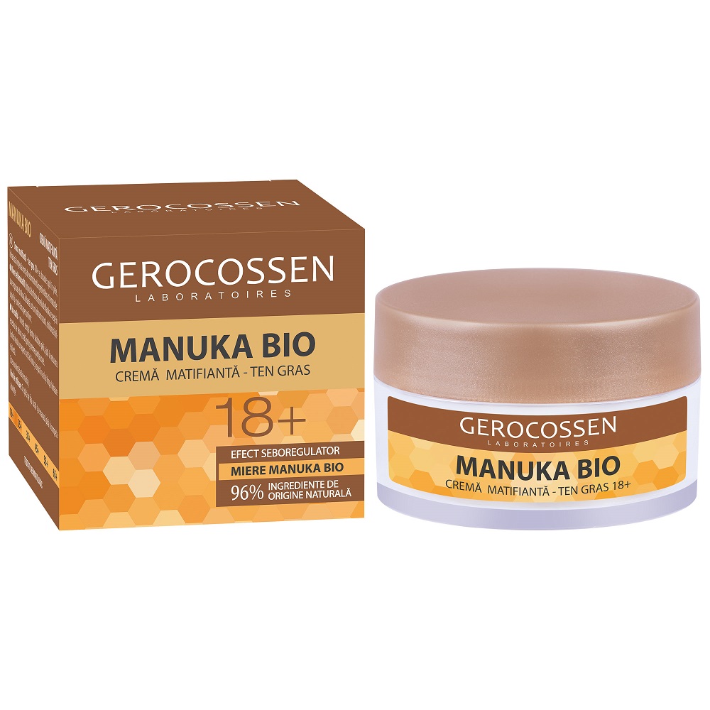 Crema matifianta pentru ten gras cu miere Manuka Bio 18+, 50 ml, Gerocossen