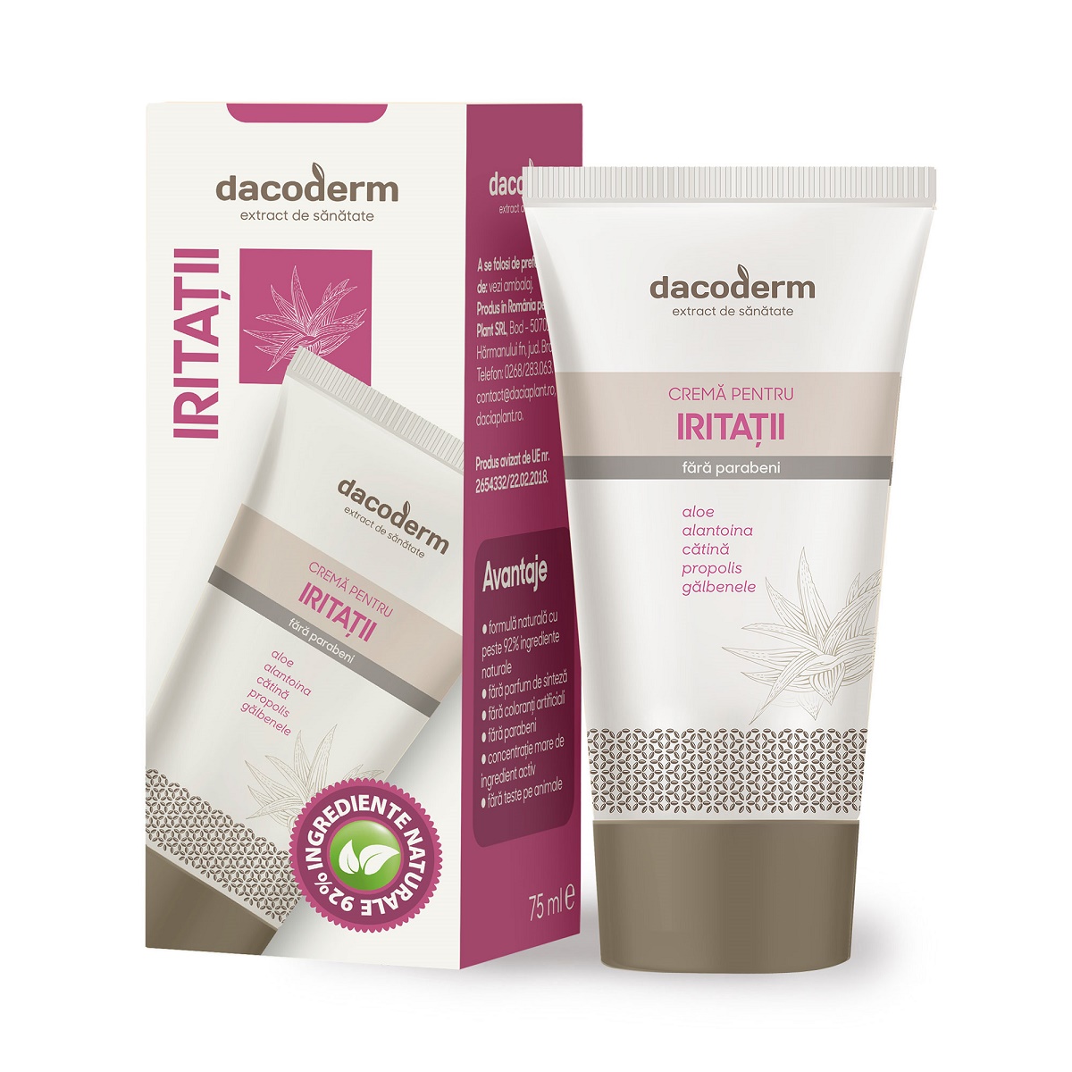 Cremă pentru iritații Dacoderm, 75 ml, Dacia Plant