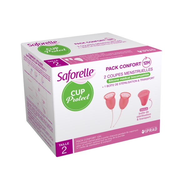 Cupe menstruale din silicon biocompatibil Saforelle, Marimea 2, 2 bucati, Laboratoarele Iprad
