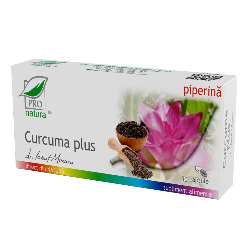 Curcuma plus piperina, 30 capsule - Pro Natura