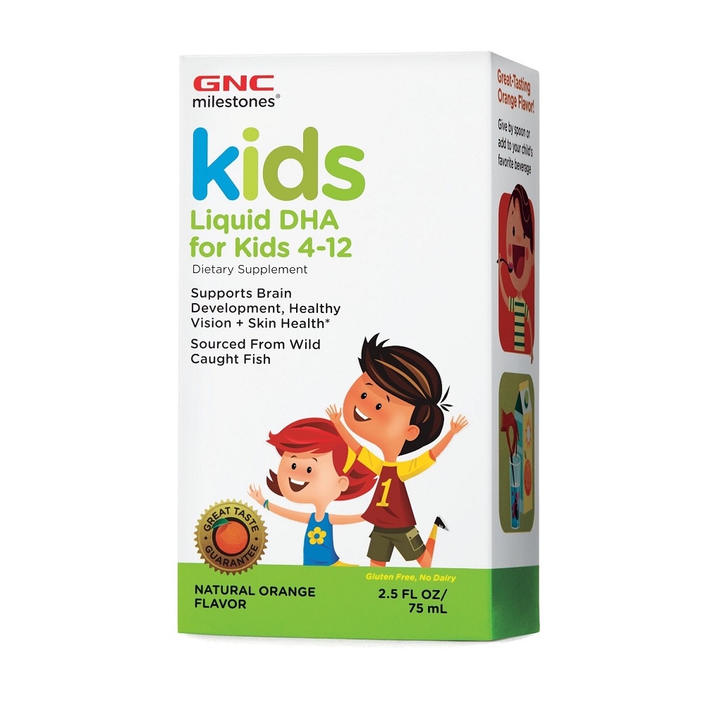 DHA lichid pentru copii Kids Liquid DHA, aroma de portocala, (424586), 75 ml, GNC