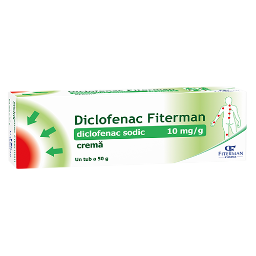 Diclofenac crema, 10 mg/g, 50 g, Fiterman