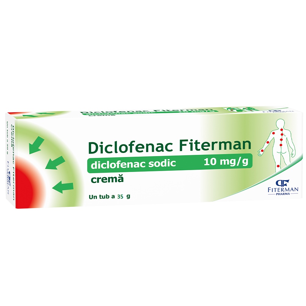 Diclofenac Cremă 10 mg/g, 35 g, Fiterman