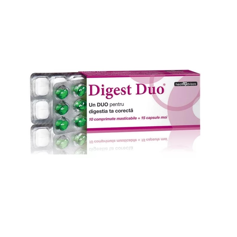 Digest Duo, 10 comprimate masticabile +15 capsule, Health Advisors