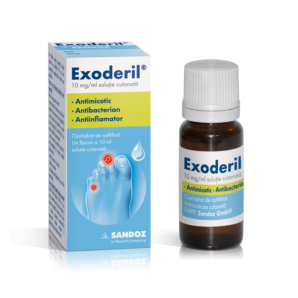 Exoderil 10 mg/ml solutie cutanata, 10 ml, Sandoz