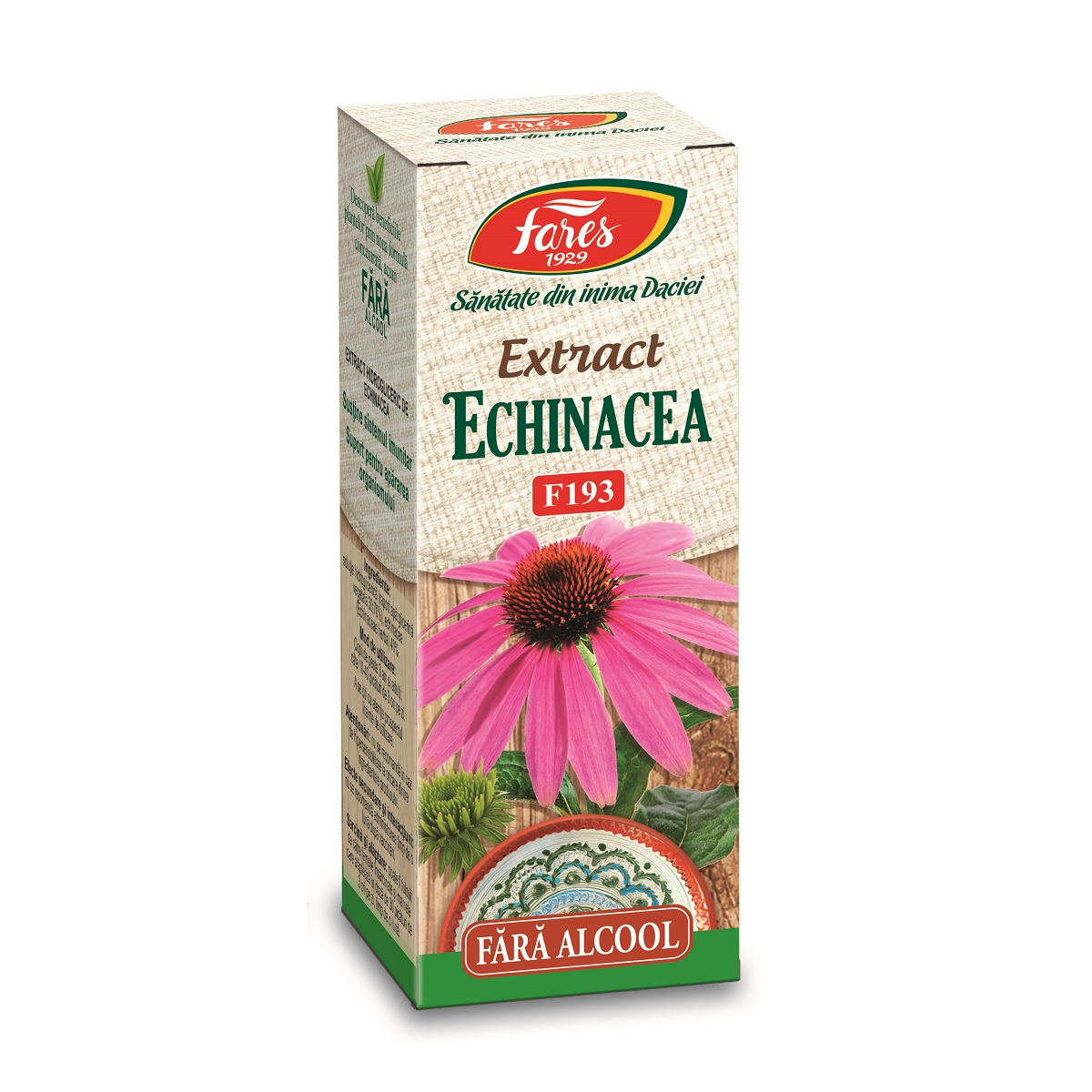 Extract hidrogliceric Echinacea fara alcool, F193, 50 ml, Fares