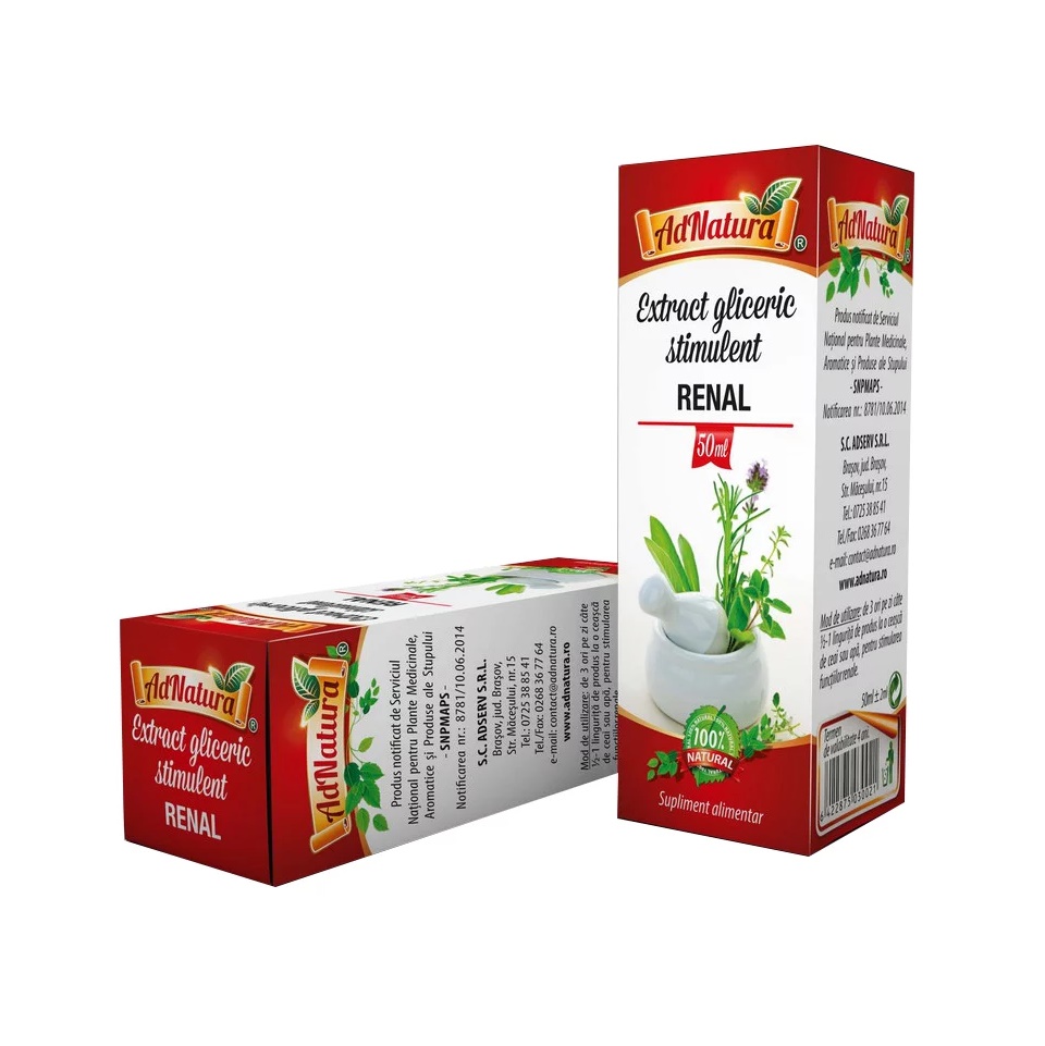 Extract gliceric Stimulent renal, 50 ml, AdNatura