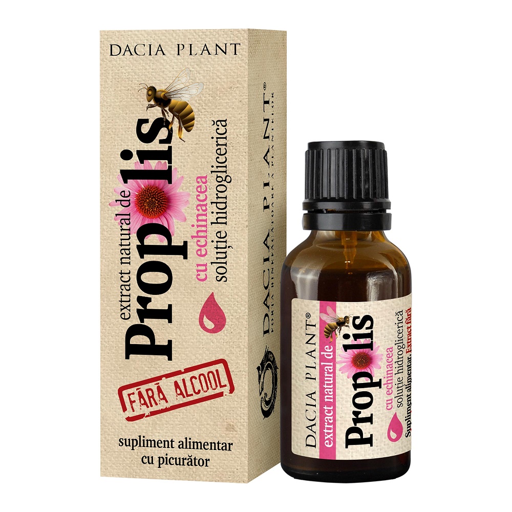 Extract natural de propolis cu echinacea cu picurator, 20 ml, Dacia Plant