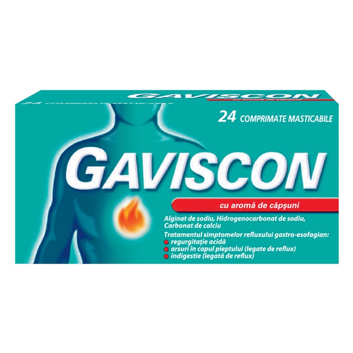 Gaviscon Cu Aroma De Capsuni 24 Comprimate Masticabile Re