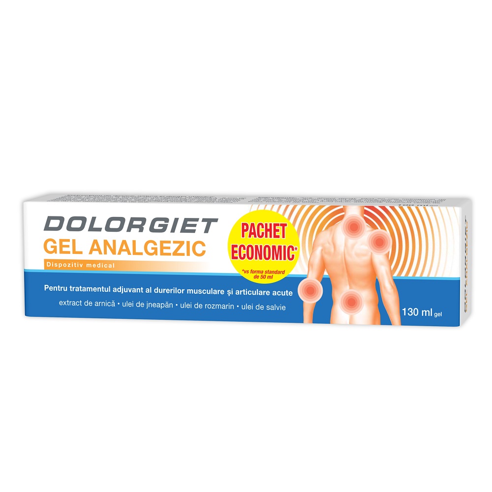 DOLORGIET gel analgezic*ml 20% REDUCERE+dispozitiv masaj CADOU Pret 18,74 RON