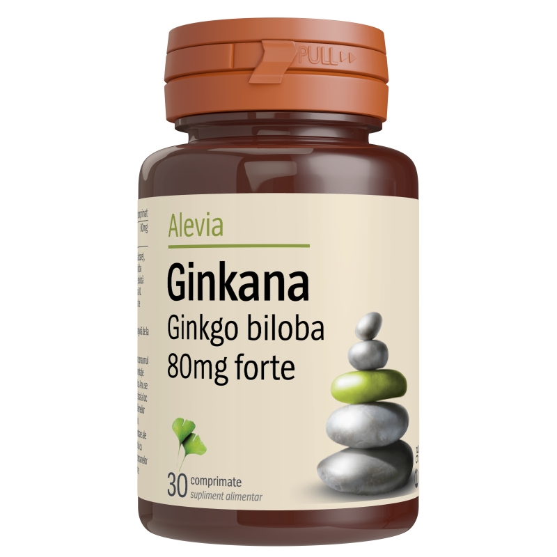 Ginkana Ginko Biloba Forte 80mg, 30 comprimate, Alevia