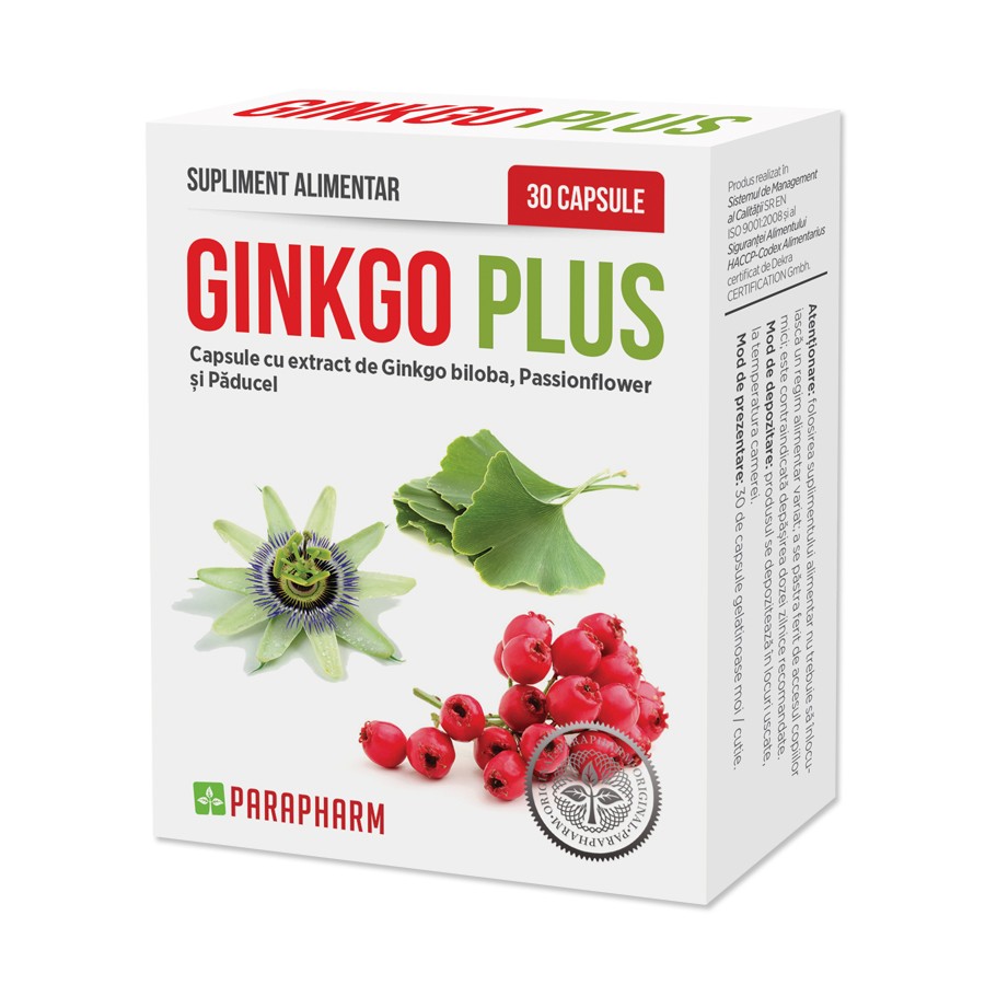 Ginkgo Plus, 30 capsule, Parapharm