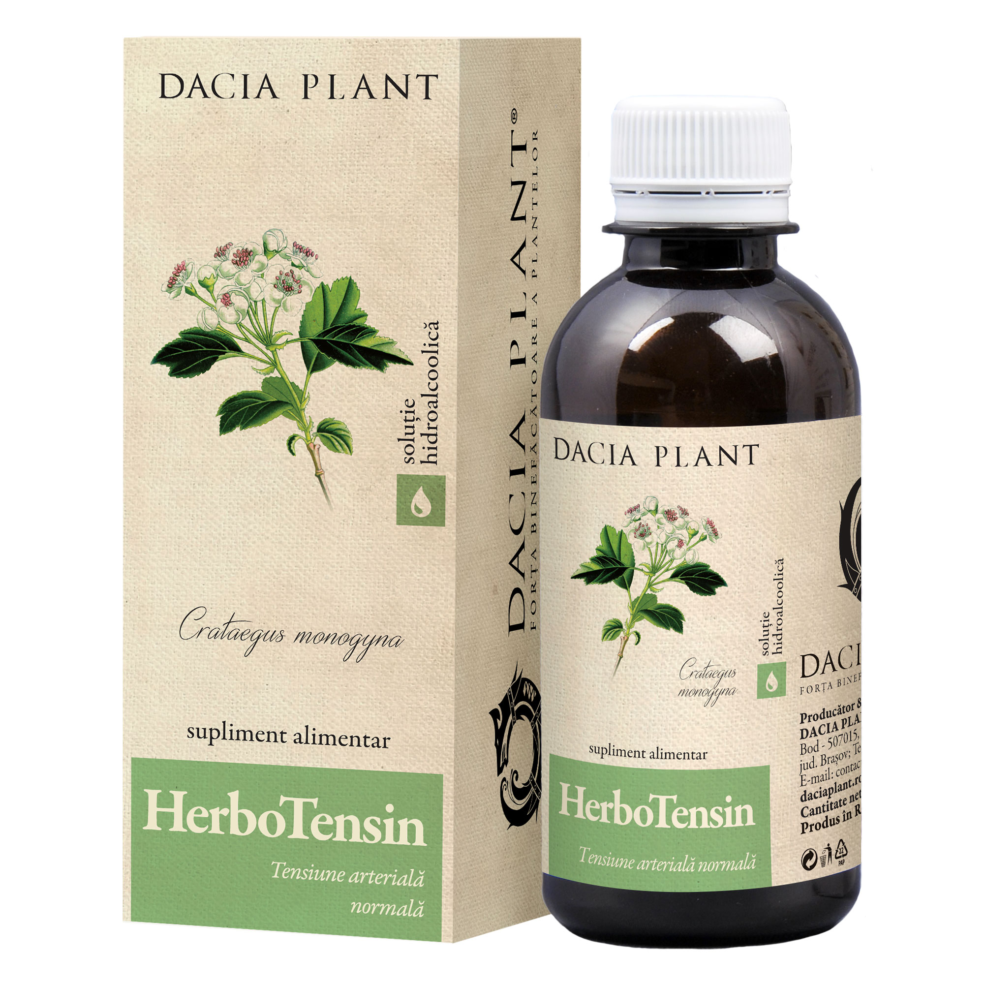HerboTensin tinctura (Reglator al tensiunii), 200 ml, Dacia Plant