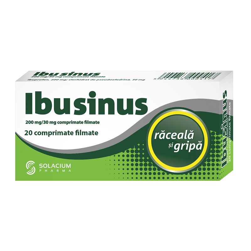 Ibusinus, 200 mg/30 mg, 20 comprimate filmate, Solacium Pharma