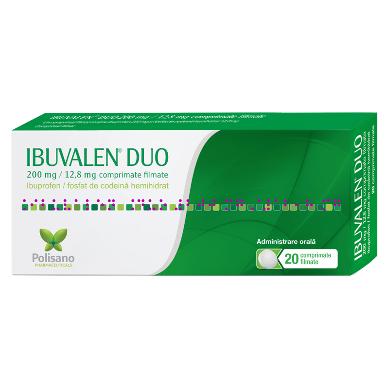 Ibuvalen Duo, 200 mg/12,8 mg, 20 comprimate filmate, Polisano