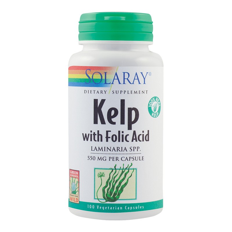 Kelp 550mg si Acid Folic Solaray, 100 capsule, Secom