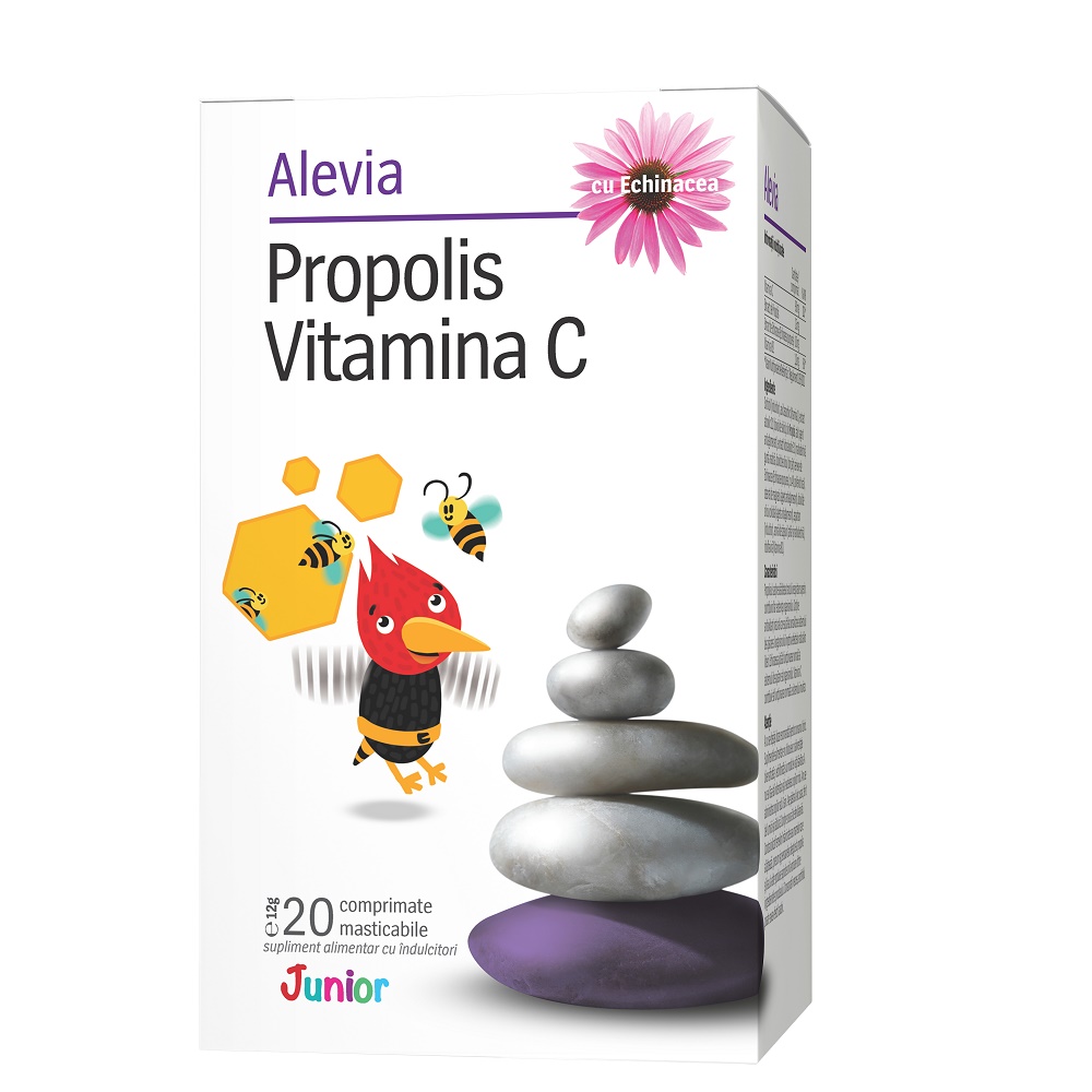 Alevia Propolis Vitamina C + Echinaceea, 40 comprimate