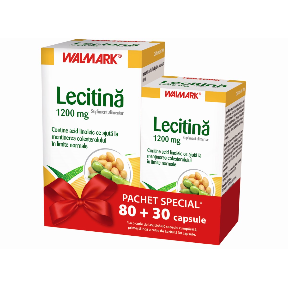 Pachet Lecitina 1200 mg, 80 + 30 capsule, Walmark