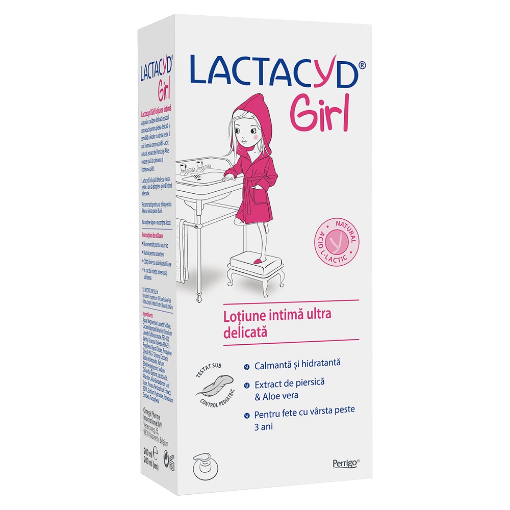 Lotiune intima ultra delicata pentru fete de la 3 ani Lactacyd, 200 ml, Perrigo