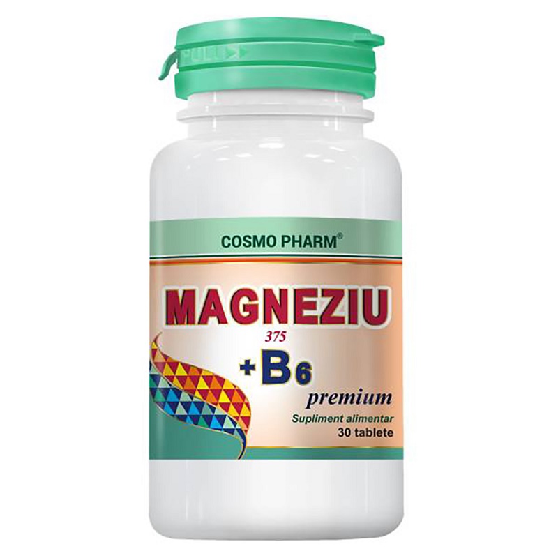 Magneziu 375mg + B6, 30 tablete, Cosmopharm