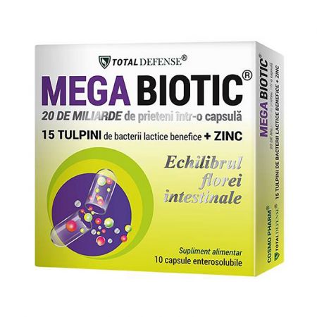 Mega Biotic 20 miliarde + Zinc Total Defense, 10 capsule, Cosmopharm 