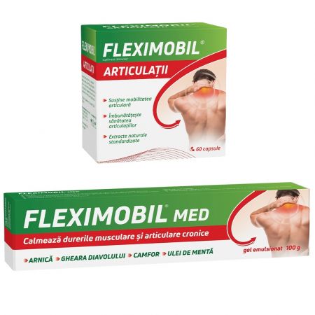 Pachet Fleximobil Articulatii, 60 capsule + Fleximobil MED gel emulsionat, 100 g, Fiterman Pharma