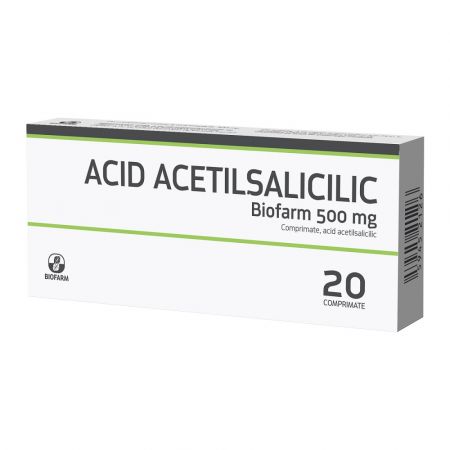 Acid Acetilsalicilic, 500 mg, 20 comprimate, Biofarm