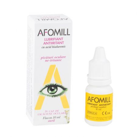 Picaturi oculare lubrifiante antiiritante cu acid hialuronic Afomill, 10 ml, Af United