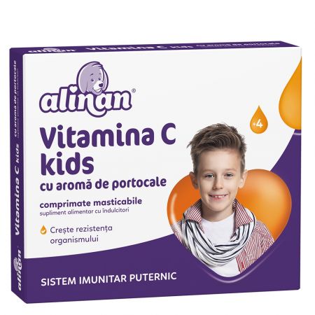 Vitamina C cu aroma de portocale pentru copii Alinan, 20 comprimate, Fiterman Pharma