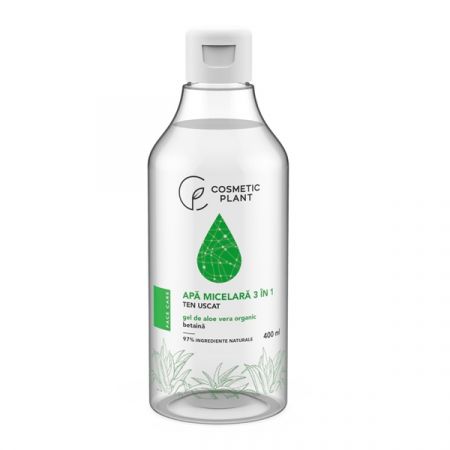 Apa micelara 3 in 1 cu gel de aloe vera organic si betaina pentru ten uscat, 400 ml, Cosmetic Plant